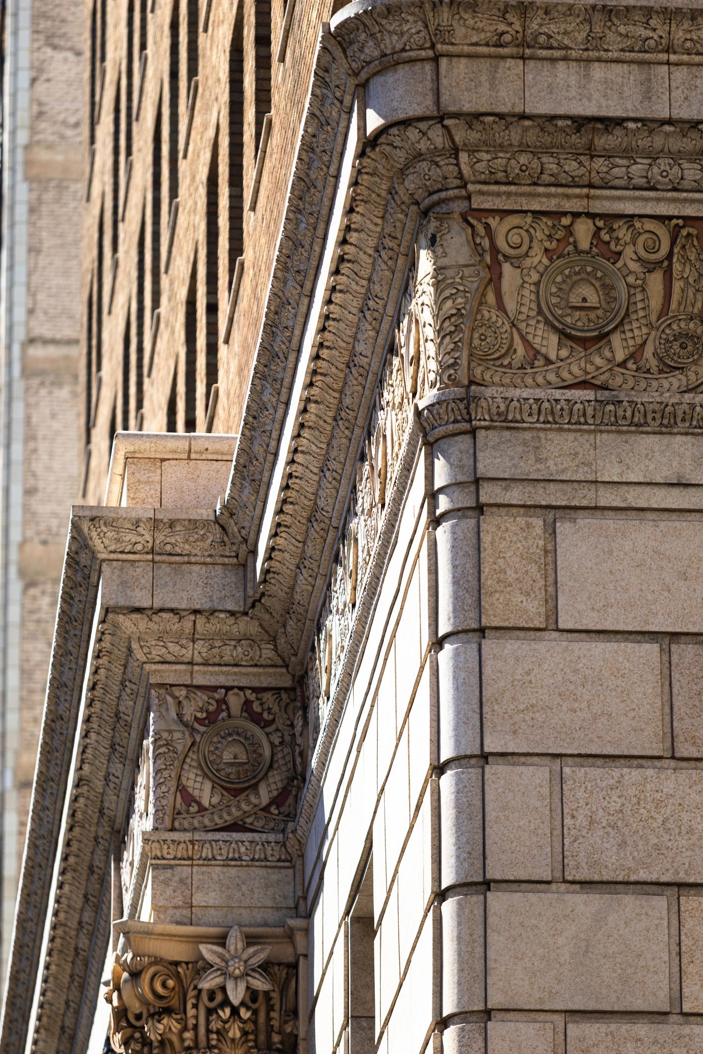 Architectural stone facade detail with refined ornamental structure